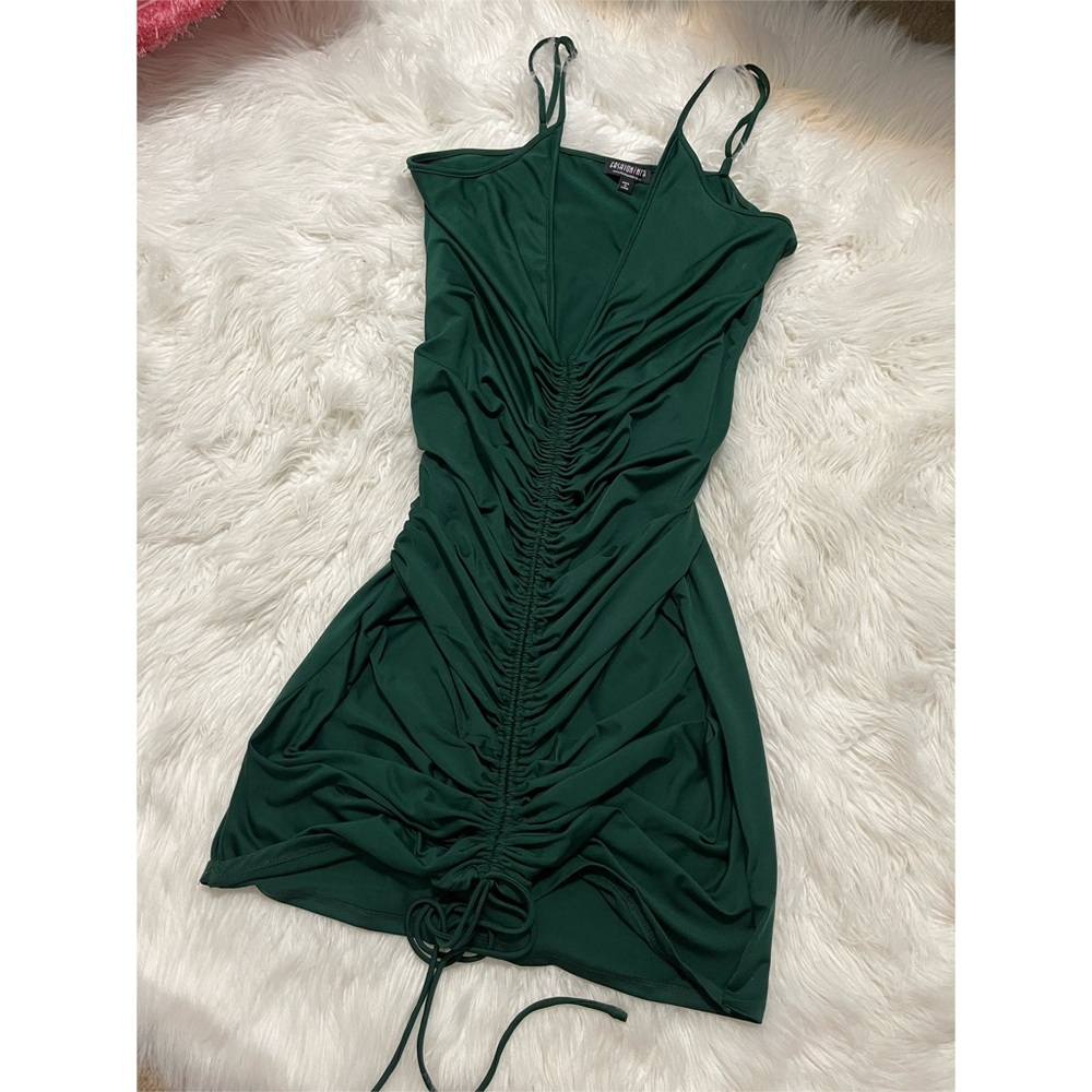 Fashion Nova green bodycon ruched dress